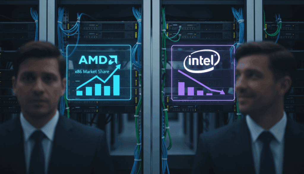 الصفحة الرئيسية AMDs advance in the x86 market share raises concerns for Intel