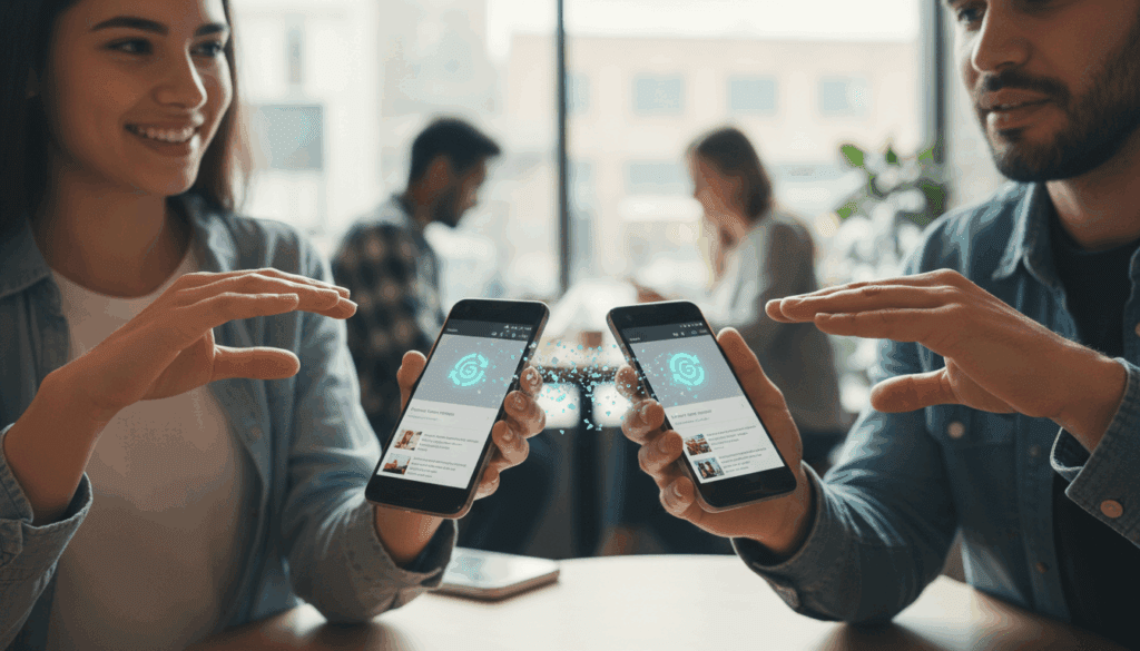 الصفحة الرئيسية Gesture Exchange feature from Google enhances information sharing on Android