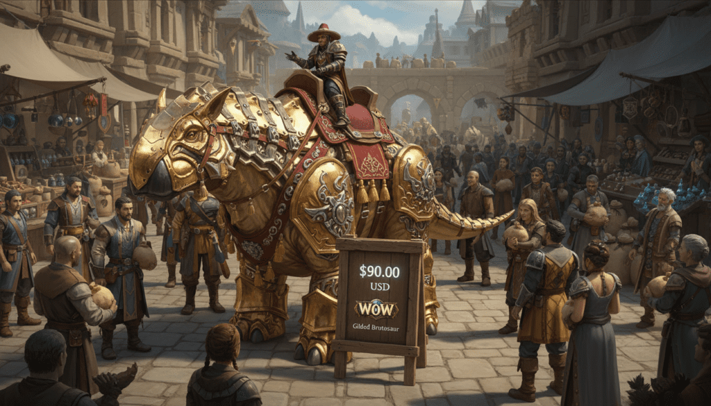 الصفحة الرئيسية Return of Traders Gilded Brutosaur in World of Warcraft for purchase at a price of 90 dollars