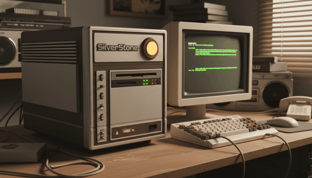 SilverStone FLP03 microATX case with 1980s computer design