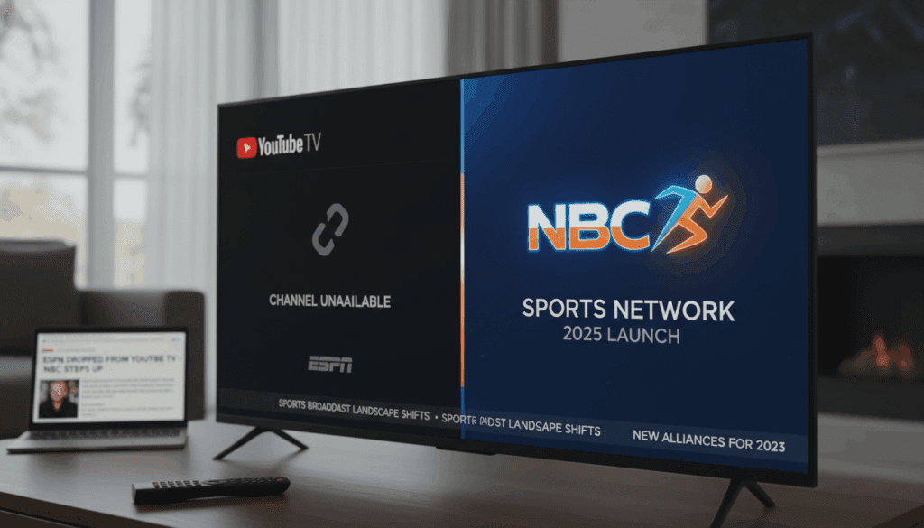 absence of ESPN from YouTube TV and launch of NBC Sports Network 2025