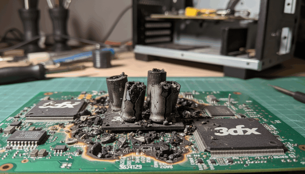 الصفحة الرئيسية failure of 3dfx voodoo 2 cards due to pyroelectric capacitors