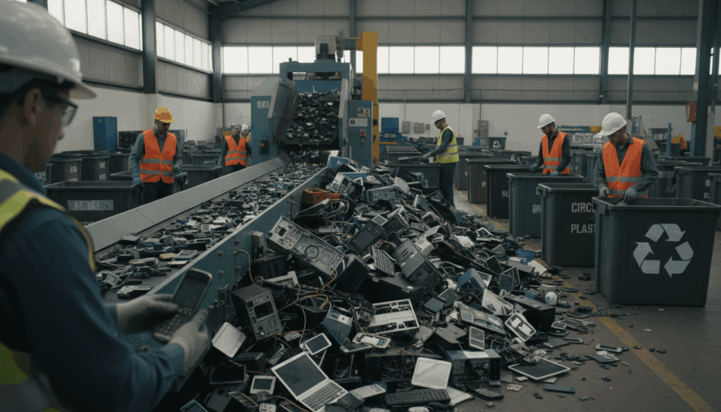 recycling electronic waste old phones and computers