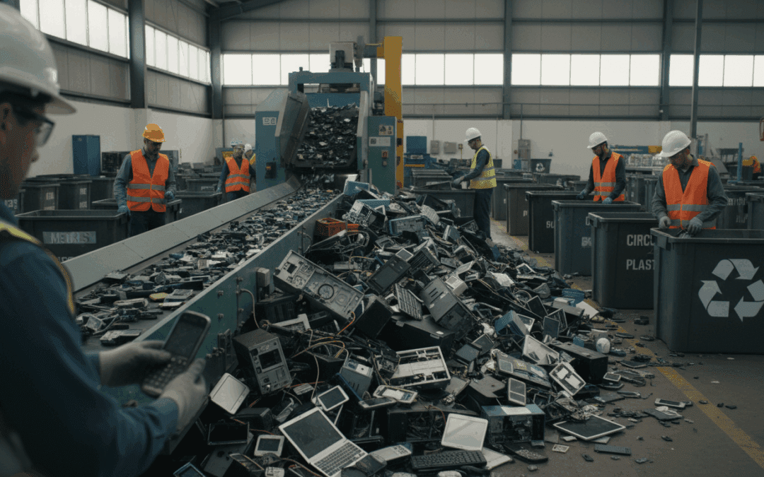 إعادة تدوير النفايات الإلكترونية الهواتف القديمة وأجهزة الكمبيوتر