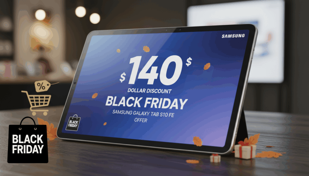 samsung galaxy tab s10 fe offer with a 140 dollar discount on black friday