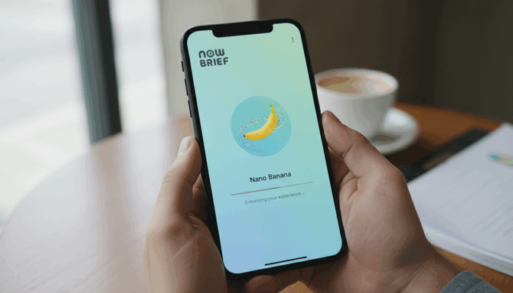 الصفحة الرئيسية the now brief app adds the nano banana feature to enhance the experience